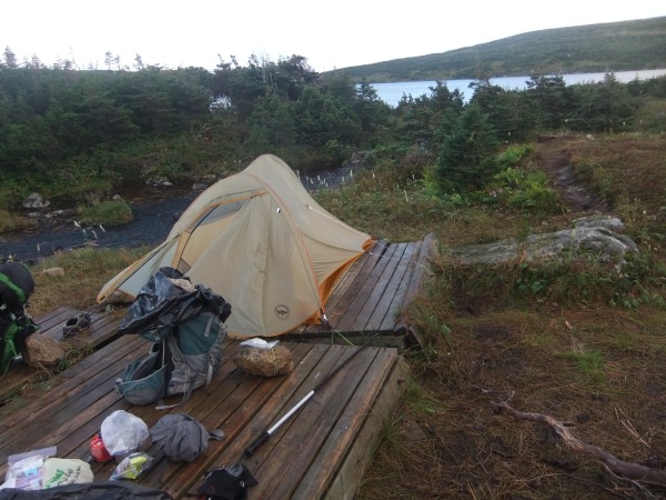 Broken tent pads at Long Pond